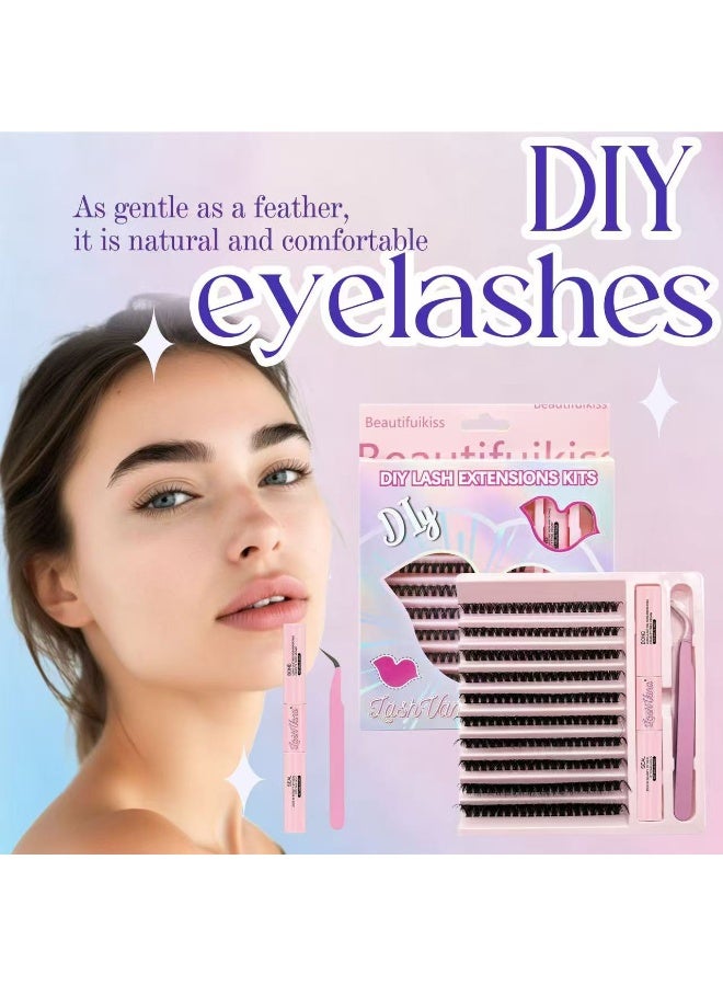 لاشفانا مجموعة رموش وهمية فردية 40د DIY، 200 قطعة رموش مُغصلة نصف اليد، مجموعة تمديد الرموش للتطبيق الذاتي لملابسات طبيعية وسميكة - Image 1